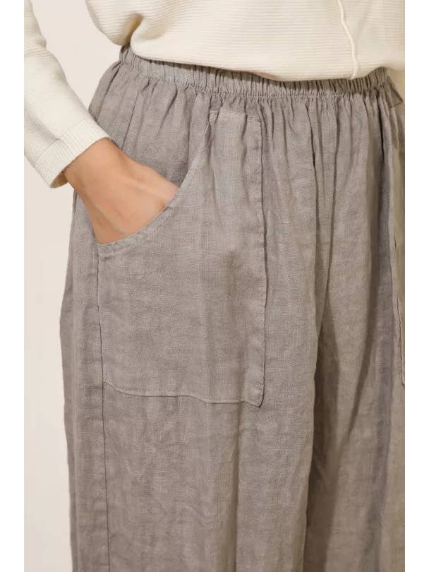 la maison des fibres naturelles - Wholesale Pants - Women's - wide linen trousers 6353 +size 100% linen made in Italy