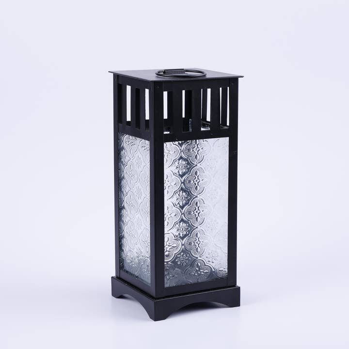 Metal & Embossed Glass Vintage Lantern, Glossy Brown for wholesale by Handicrafts Home