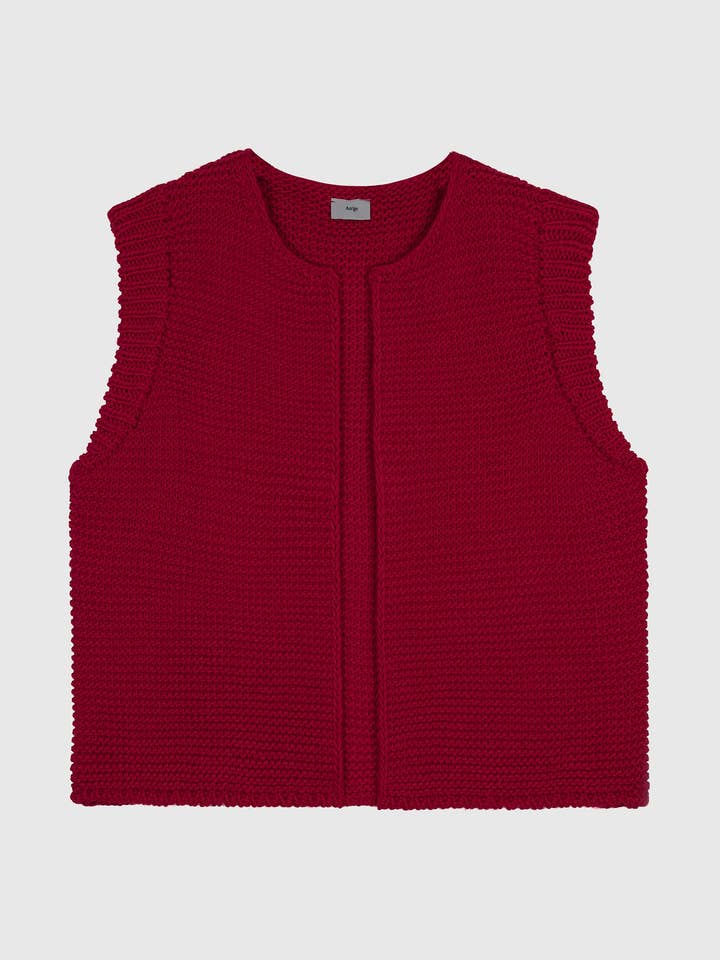 ÄRMELLOSES CARDIGAN LEGRINGOLY kirschrot für den Großhandel von An'ge