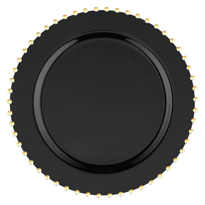 Smarty had a Party – wholesale Dinner plate – 10" Black w/ Gold String Plastic Dinner Plates - 10 pcs