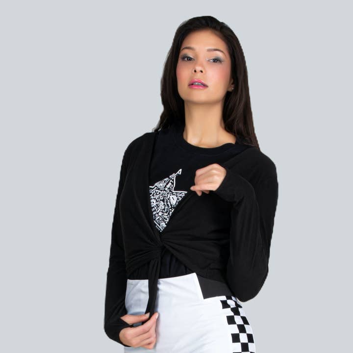 Fever1 Fashion – wholesale Cardigan – Women’s – Long Sleeve Black Bolero with Thumb Holes4