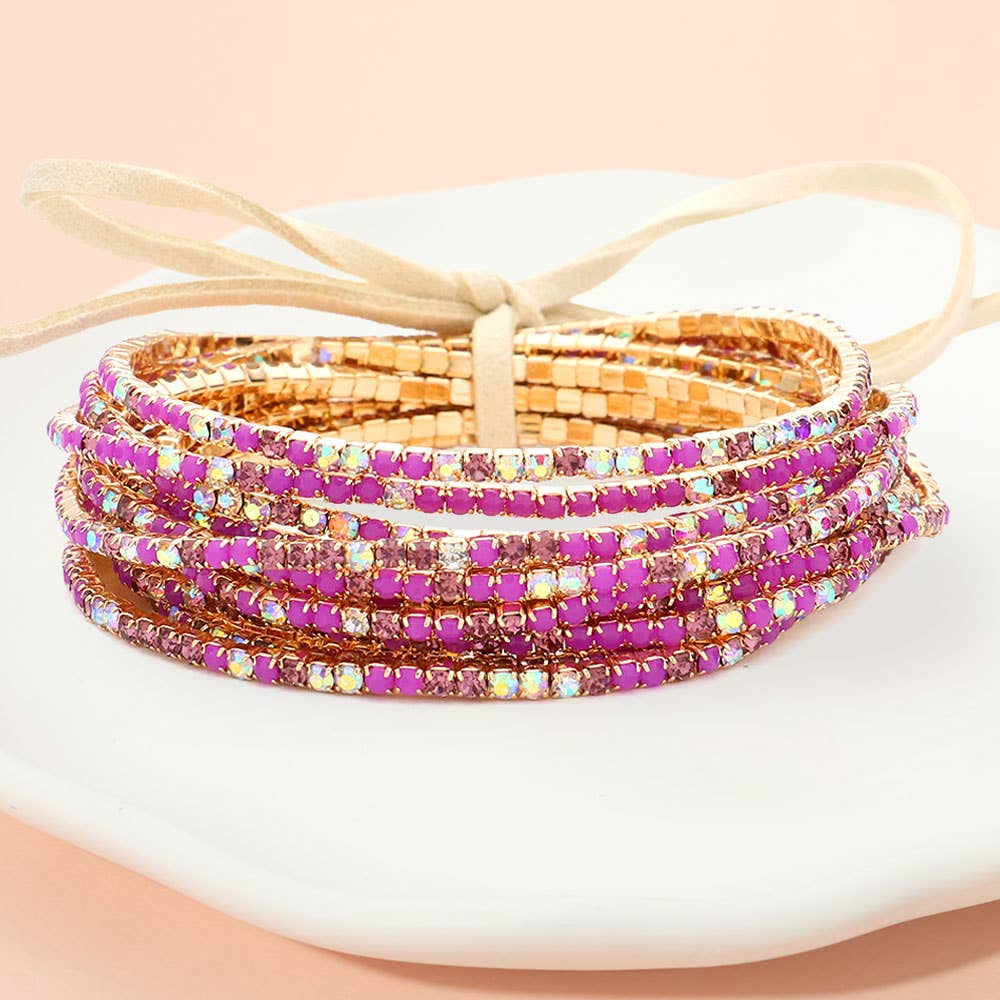 Sensibling Corp. - Wholesale Jewelry Set - 12PCS - Ribbon Pearl Rhinestone Layered Stretch Bracelets22