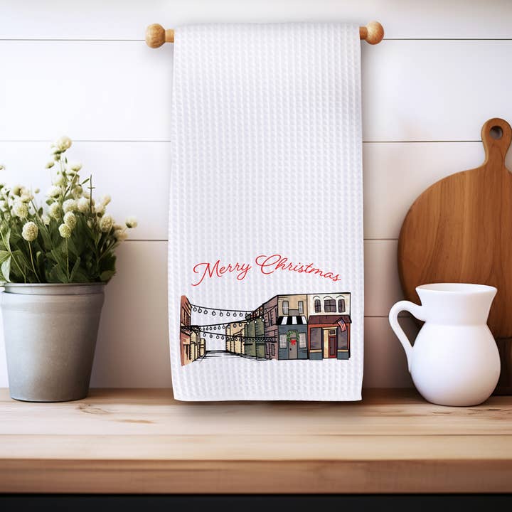 Serviette gaufrée - Petite ville, Nom gratuit pour la vente par philoSophie's Stationery & Gifts