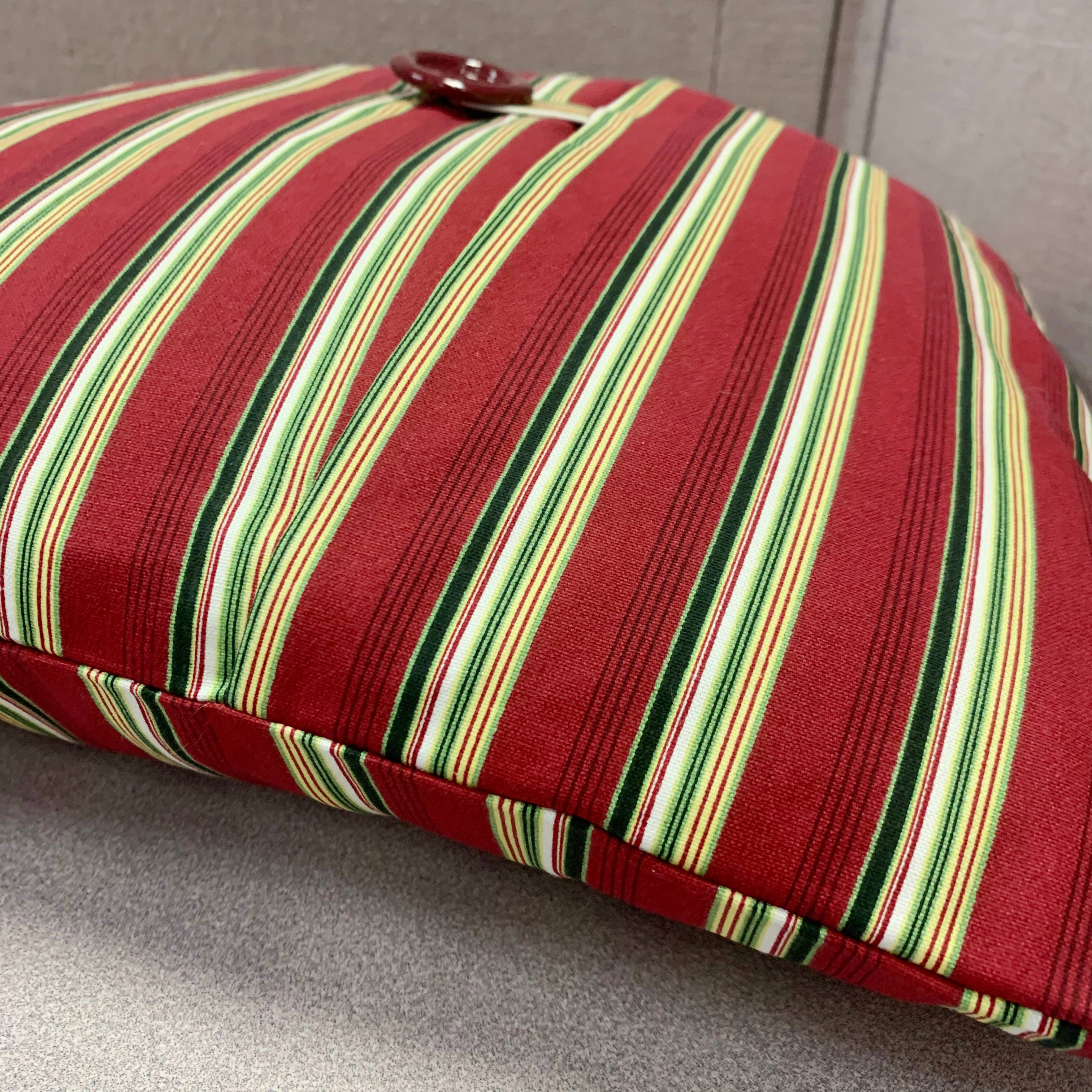 Peking Handicraft - Wholesale Throw/Decorative Pillow - Christmas Holiday Red Striped Button Pillow Sham2