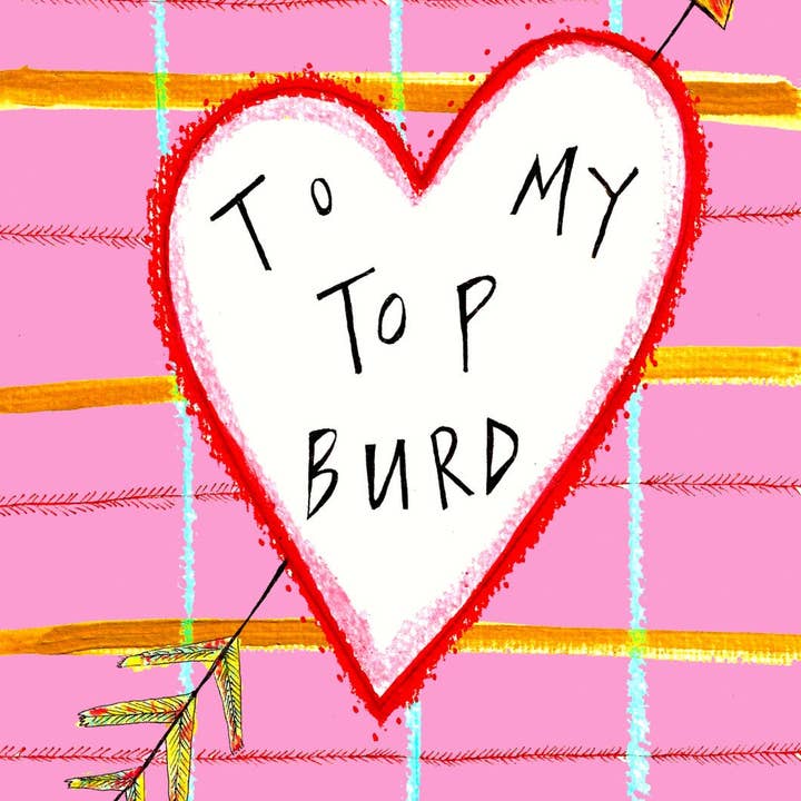 Claire Barclay Draws - Vendita all'ingrosso Biglietti per San Valentino - To my Top Burd, biglietto d'auguri per San Valentino scozzese con scritta «Love» e «Romance»