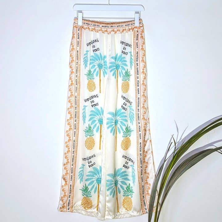Viscose straight leg pants with Brazilian pineapple print theme for wholesale by Tempest Designs