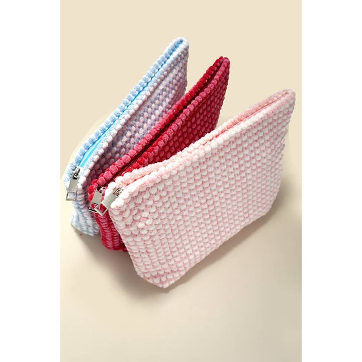 JOSSLYN by wall to wall - Wholesale Makeup/Cosmetic Bag - TRAVEL PLUSH BUBBLE CHECKER COSMETIC MAKEUP POUCH | 40P5432