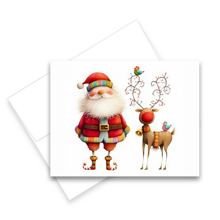 Aria Rae - Wholesale Christmas Card - Assorted Christmas Santa Reindeer Note Cards, Set of 66