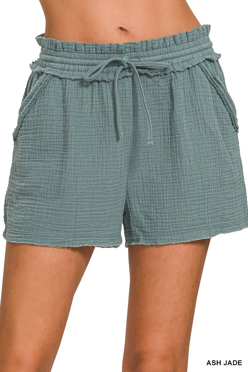 42POPS - Wholesale Shorts - Women's - ",,.._ Double Gauze Drawstring Shorts w/ Pockets9