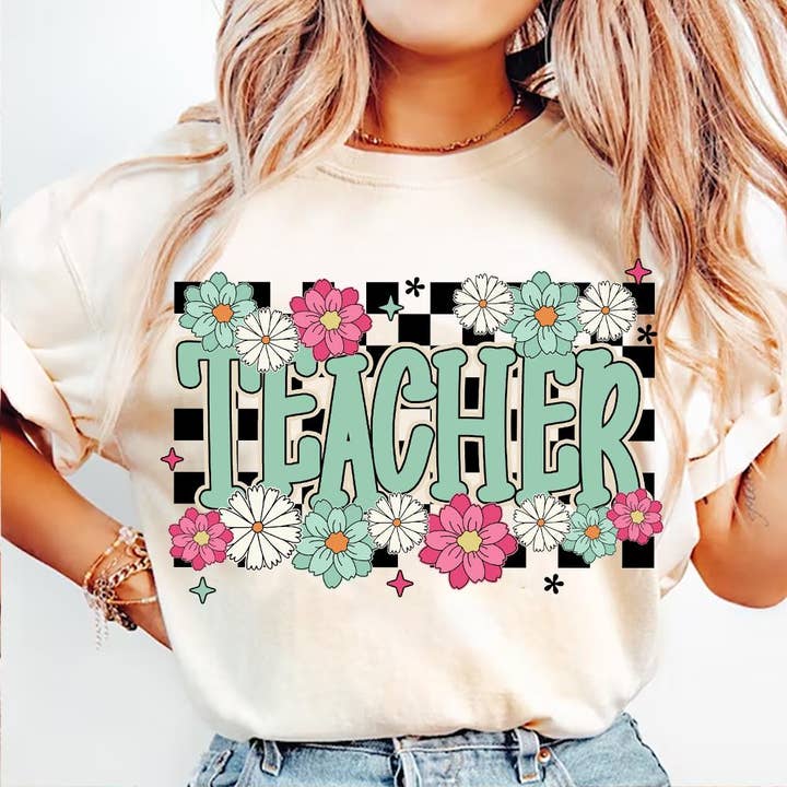 Retro Teacher T-Shirt, Preppy Floral Teacher Sweatshirt for wholesale by NVC Ecommerce LLC