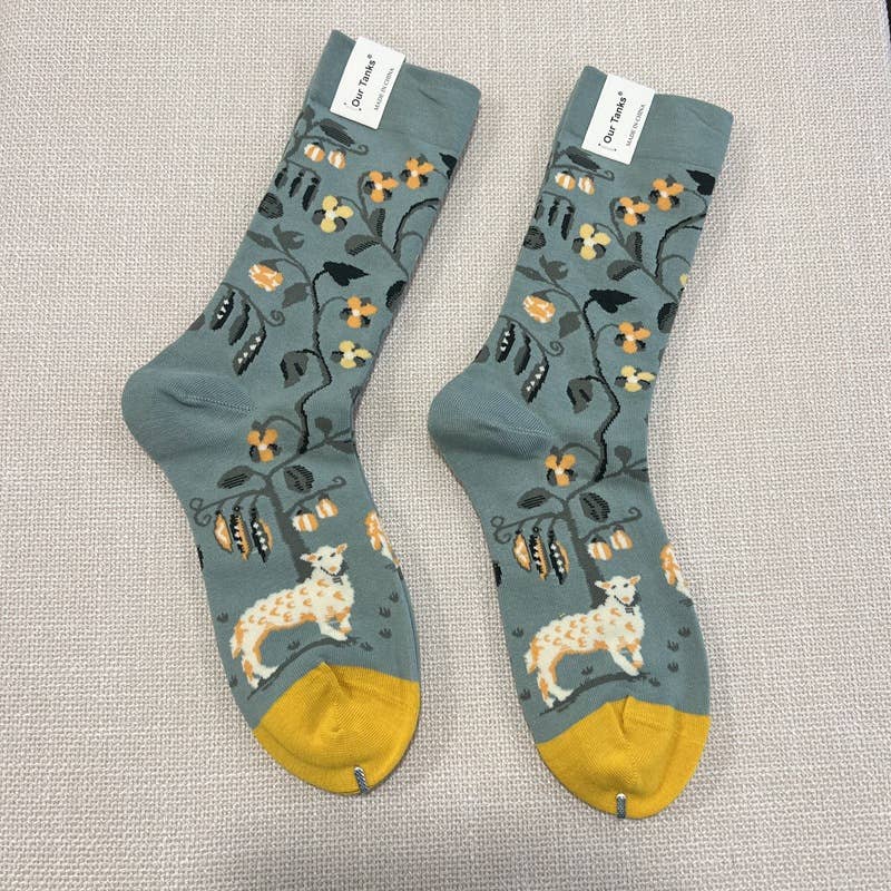Tourtiwi - Wholesale Socks - Unisex - Oil painting style animal flower print socks2