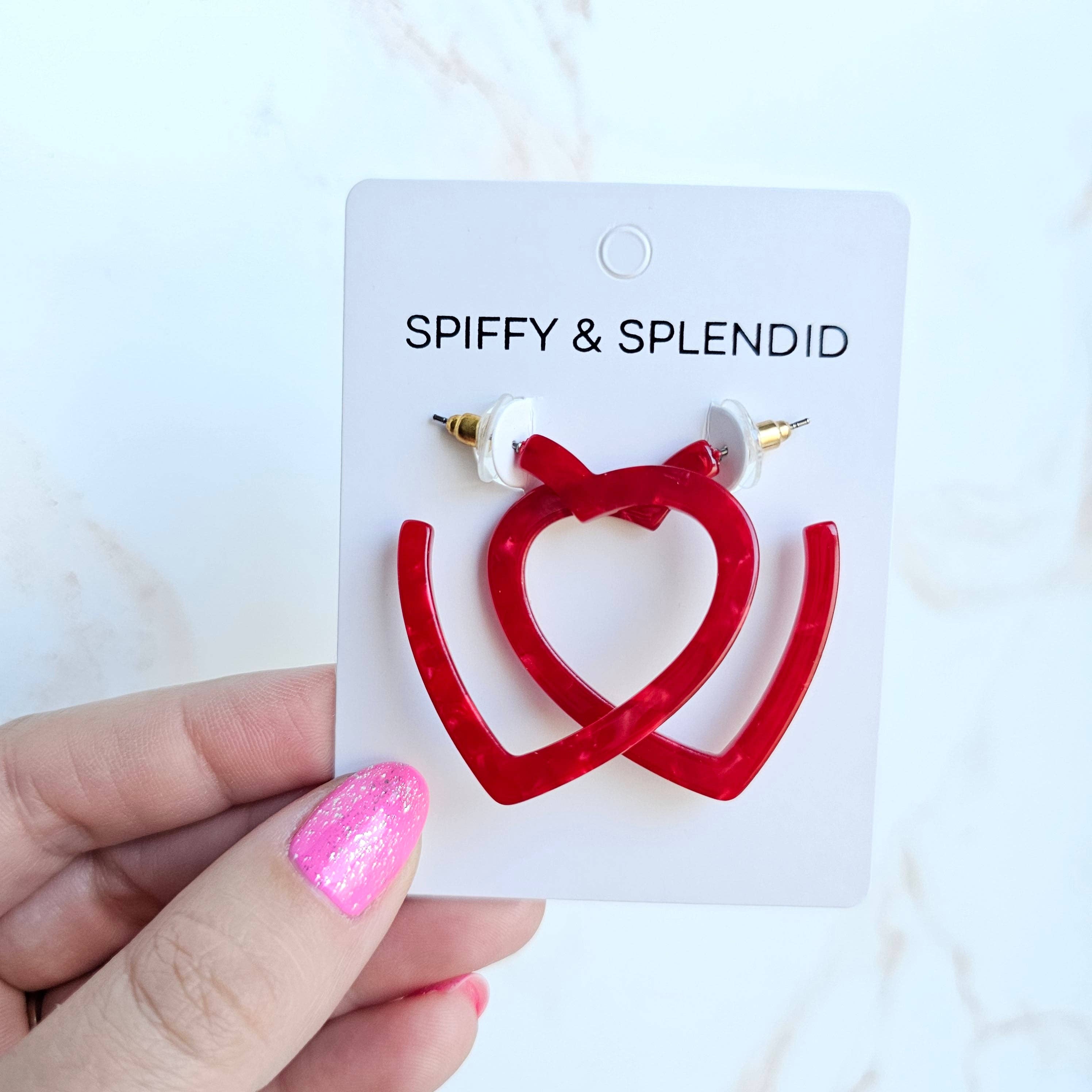 Spiffy & Splendid - Wholesale Hoop Earrings - Heart Hoops - Red // Jewelry, Earrings, Valentines15