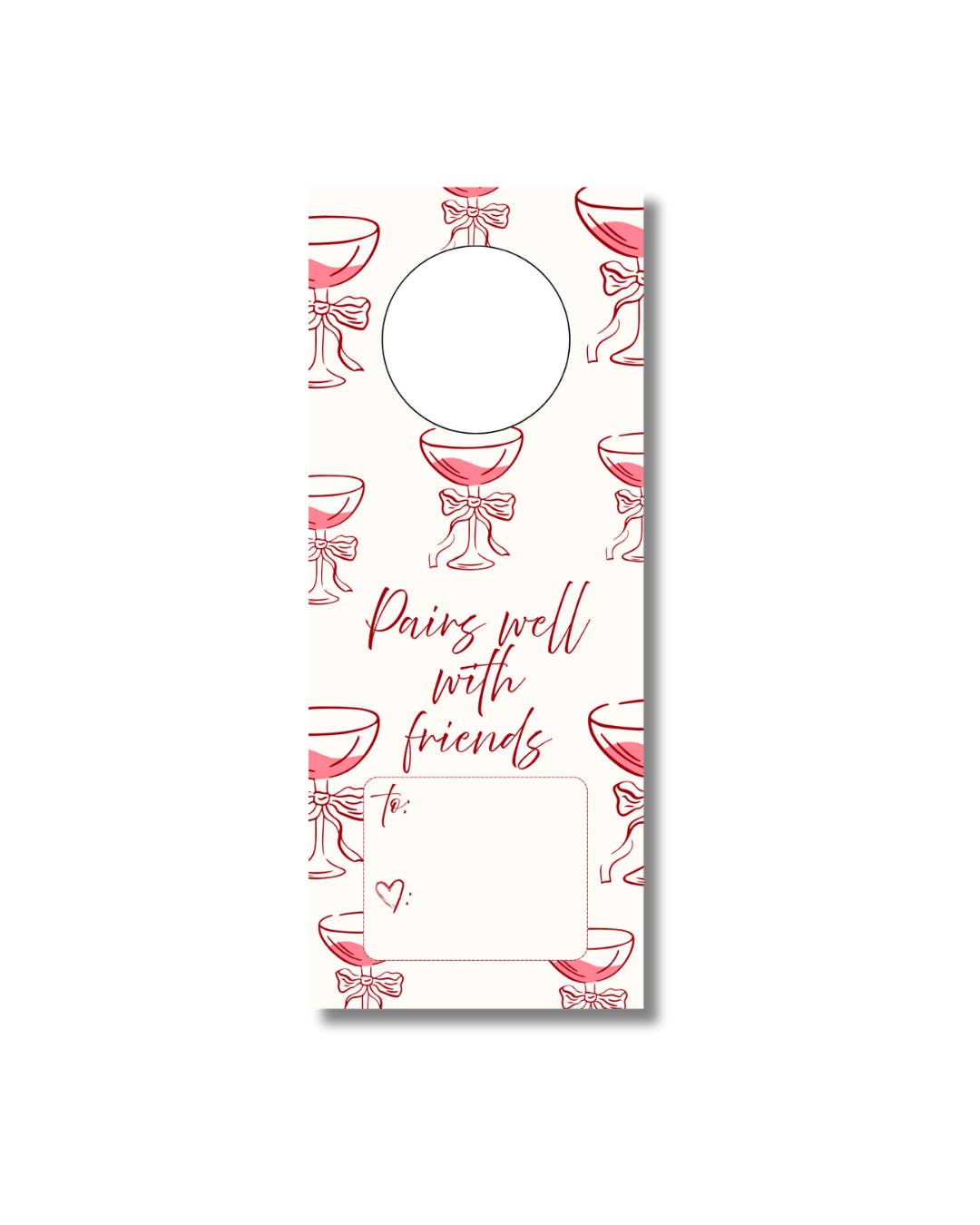 Pink Coupe Wine Bottle Gift Tags – Set of 6, Made in the USA for wholesale by Duncan Sister Designs
