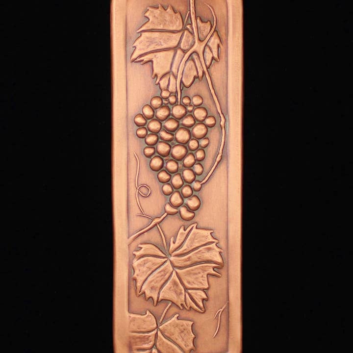 Vineyard Tile, 1 Grape Cluster, Copper, 3"x 9" x 1/4", VYT1C39 for wholesale by Copper Art Tiles