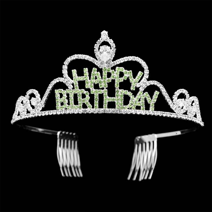 Sensibling Corp. - Wholesale Tiara - Women's - Rhinestone Paved HAPPY BIRTHDAY Message Princess Tiara9