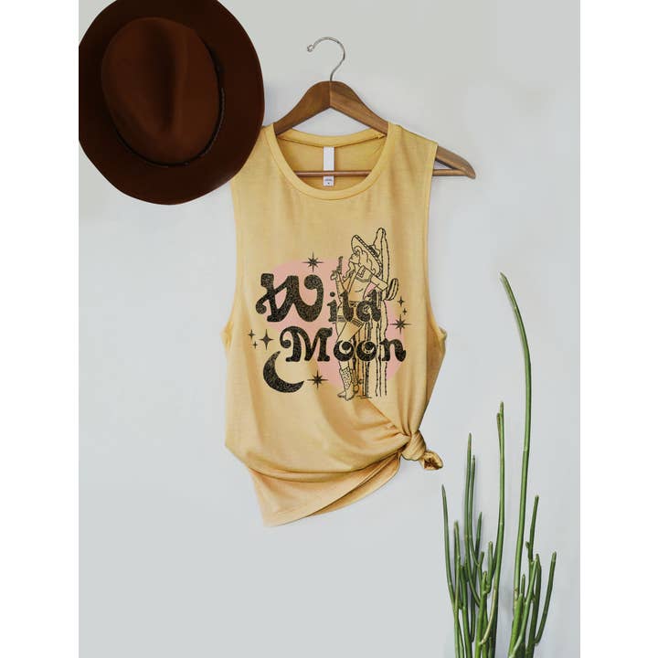 Cowgirl "Wild Moon" Graphic Women's Jersey Tank Top for wholesale by PINK NABI