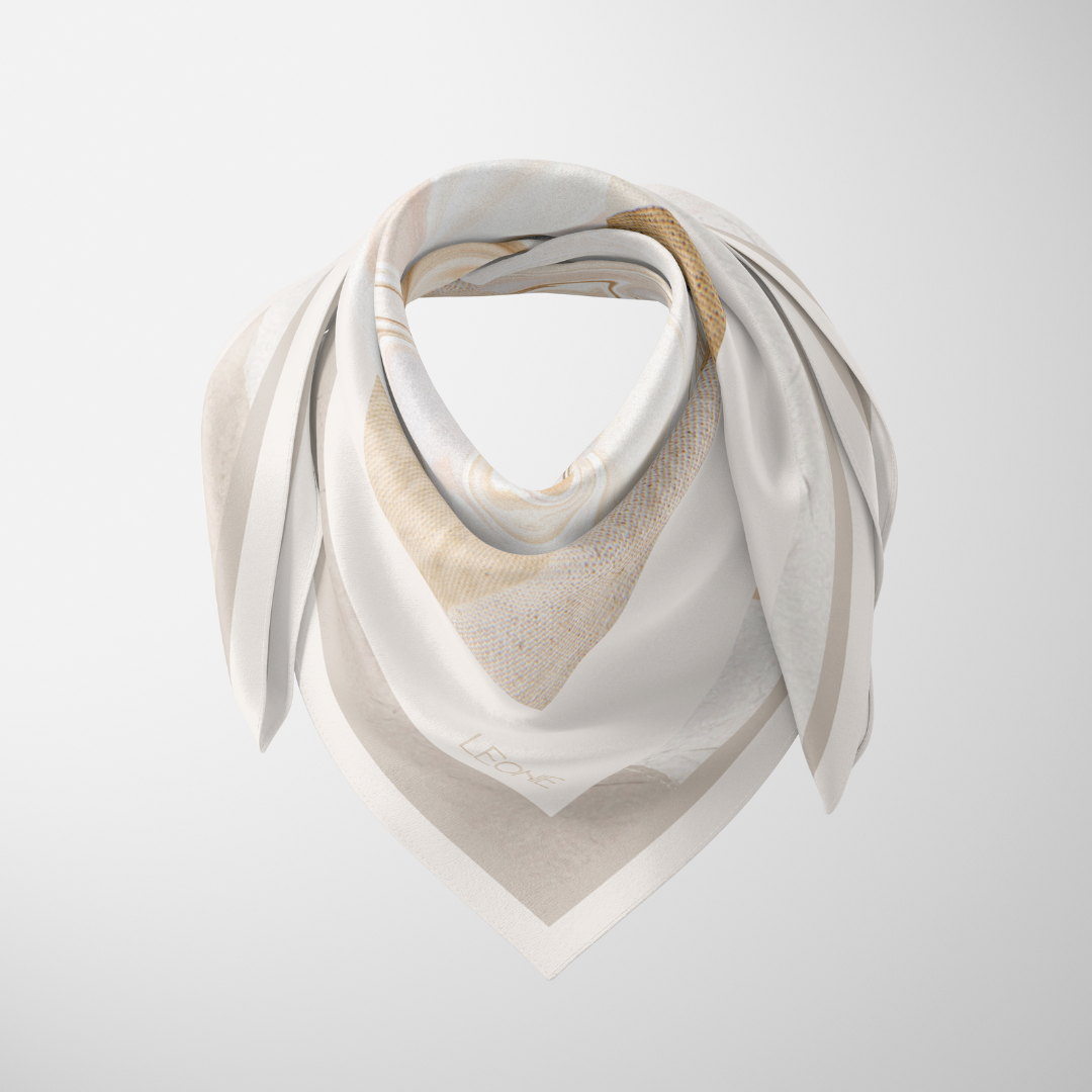 Leonie – wholesale Halsduk - Dam – Margaux i kräm, 90 cm silkescarf1