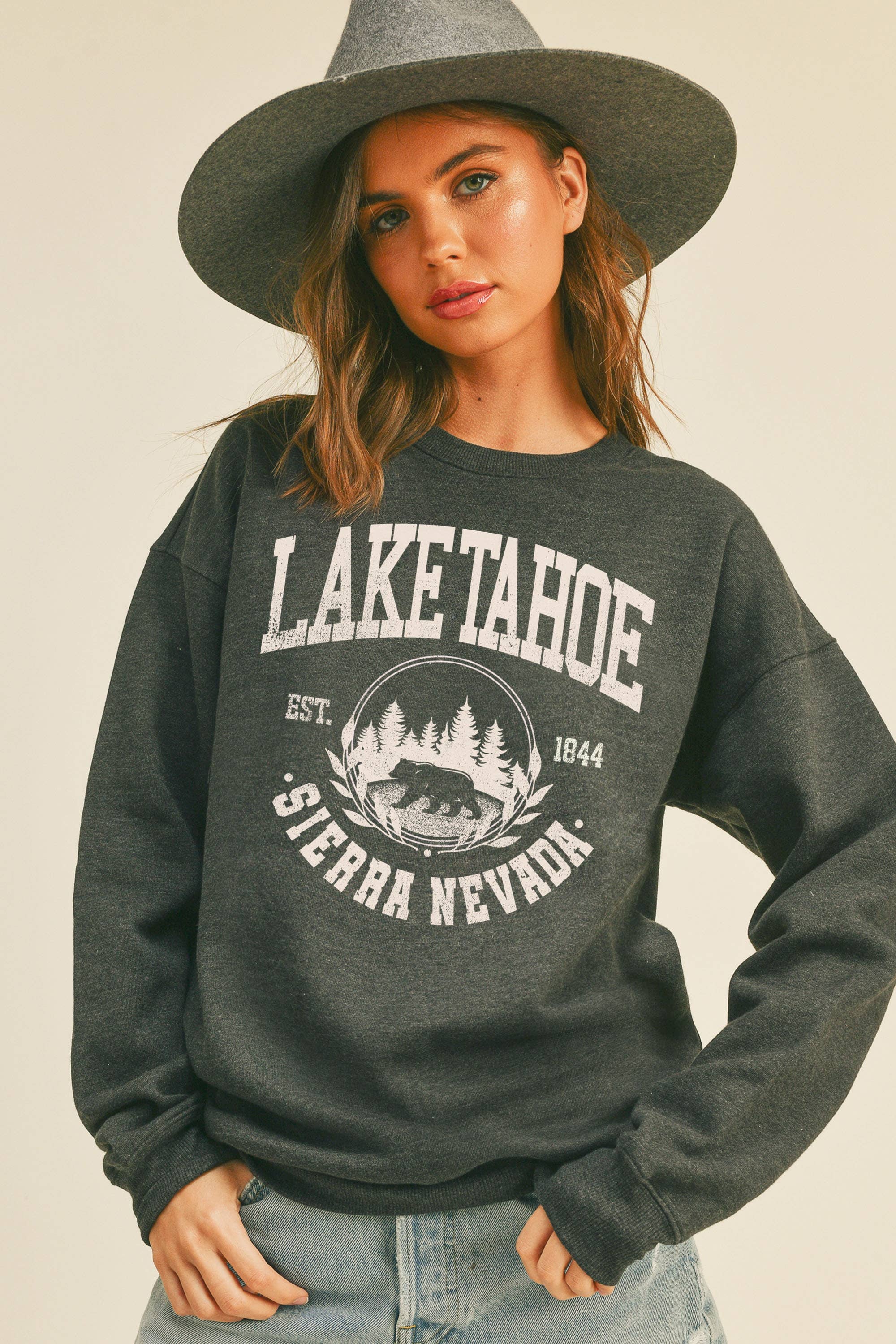 Honestee - Wholesale Graphic Sweatshirt - Women's - Lake Tahoe Sierra Nevada Graphic Sweatshirt0