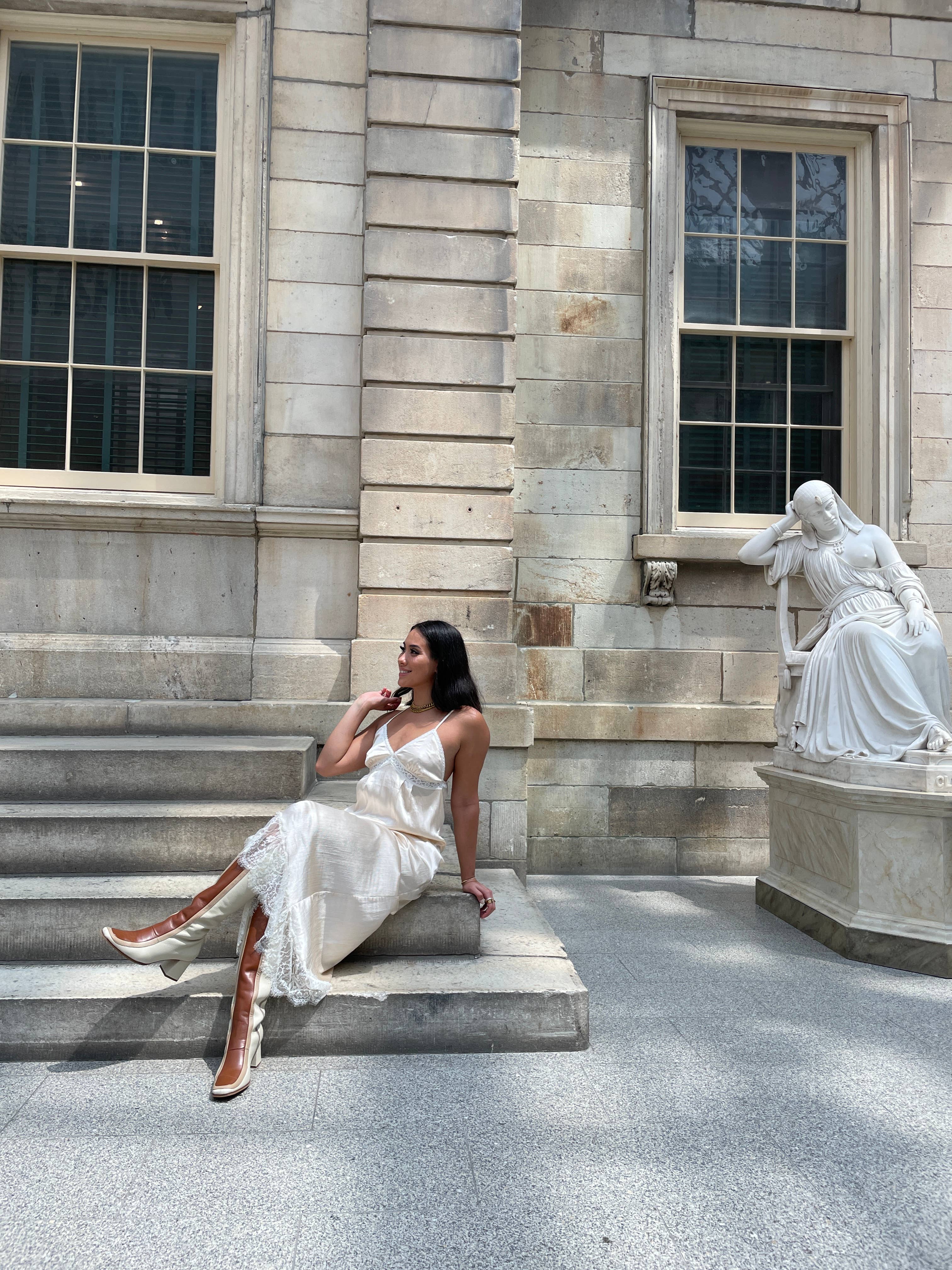 Revival knee high boots ivory leather women's shoes for wholesale on Faire2