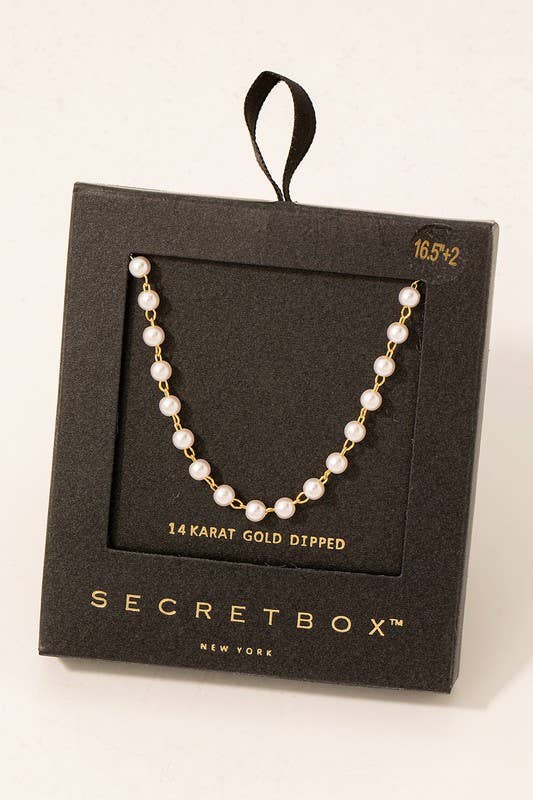 Gd Secret Box Pearl Beads Chain Necklace SB29542 for wholesale on Faire
