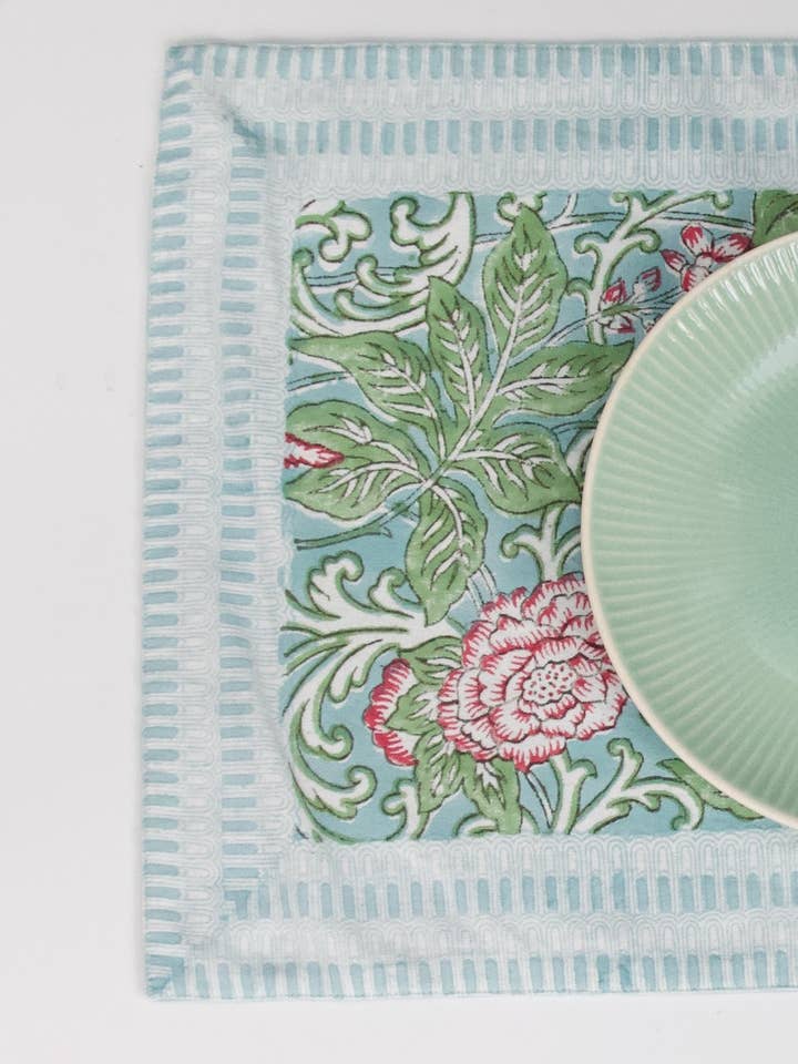 Handblockprinted placemats set of 2 Chintz for wholesale by Rozablue
