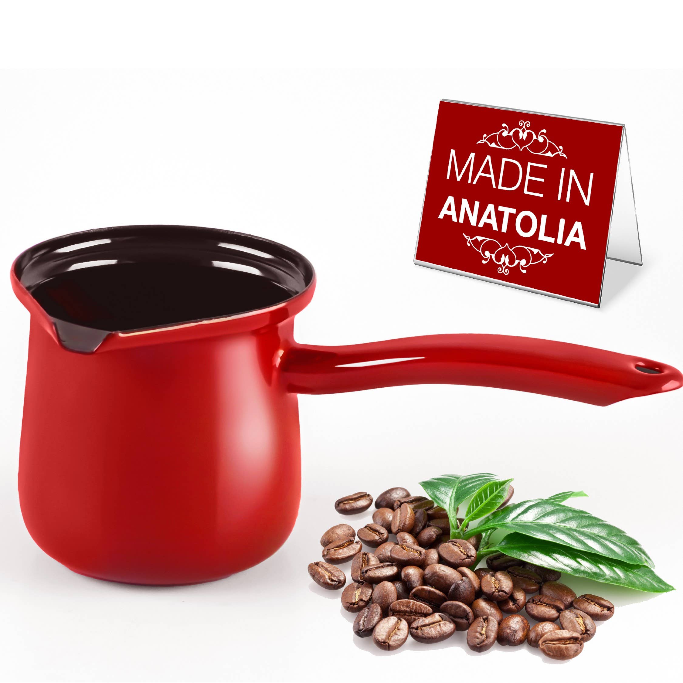 Hakan - Vendita all'ingrosso Tazza - Caffettiera smaltata Hakan rossa 1000 cc (33,8 oz) Jumbo per piani cottura0