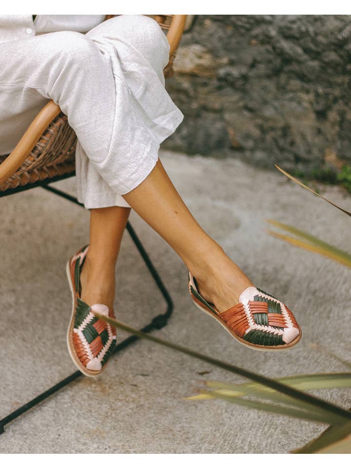 Mexas US - Wholesale Sandals - Women's - CHIAPAS - Flat huaraches brown, nude and green color