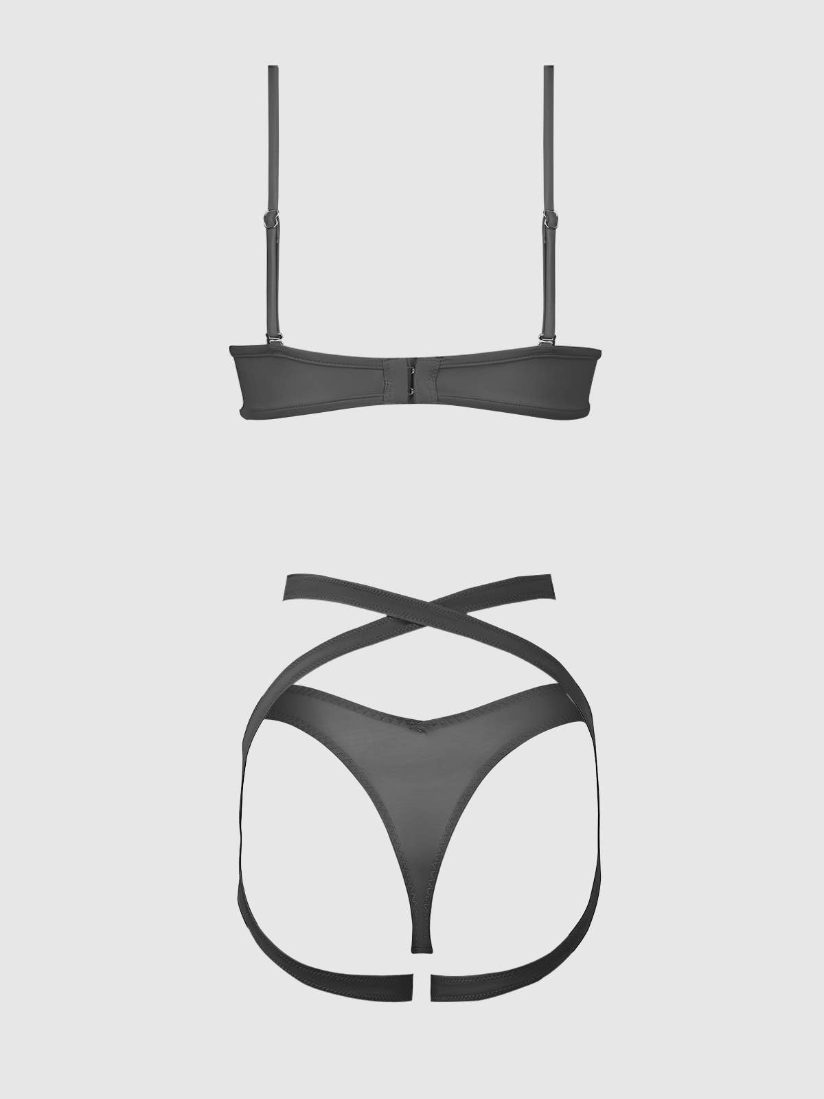 House of Desire - Wholesale Lingerie Set - Women's - ZOE OIL SLICK BANDEAU BRA, WRAP GARTER & TANGA SET12