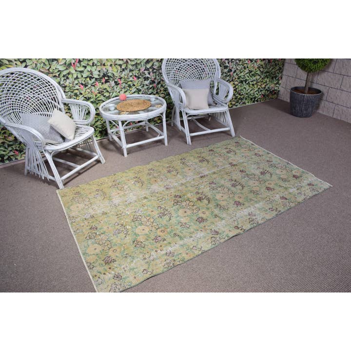 The Loom Wholesale - Wholesale Runner Rug - 3,9x6,6 ft Rug, Vintage Rug, Turkish Green Wool Camouflage Rug1