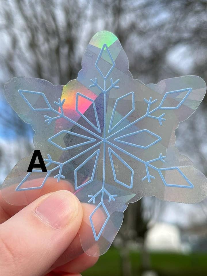 Suncatcher Snowflake Sticker Holographic Die Cut Vinyl Decal for wholesale by TTN Stickers