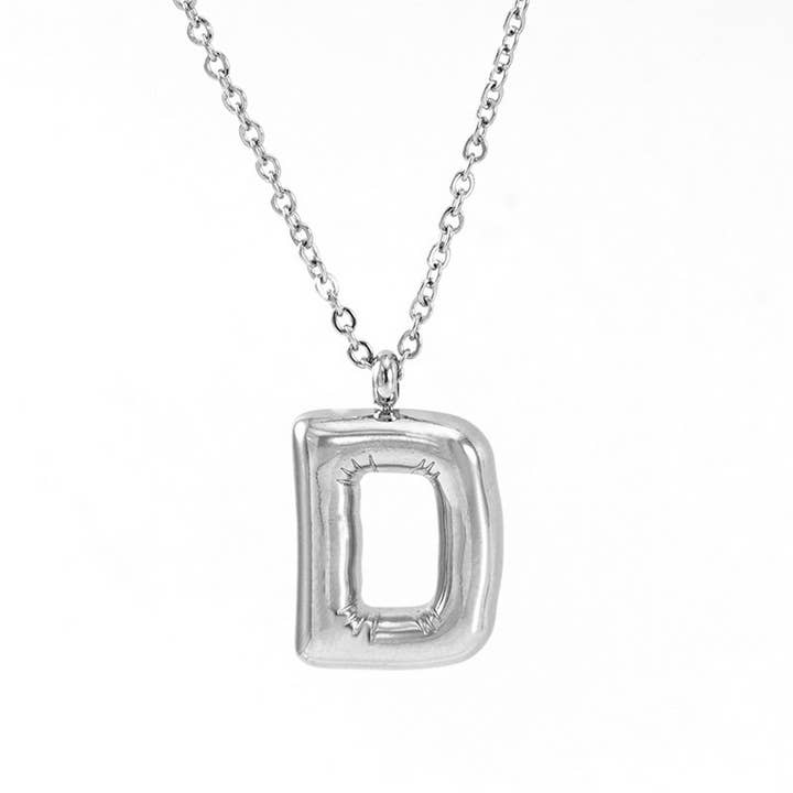 NINEXIS - Wholesale Pendant/Charm Necklace - CWAJE1946_Steel Color Bubble Letter Necklace8