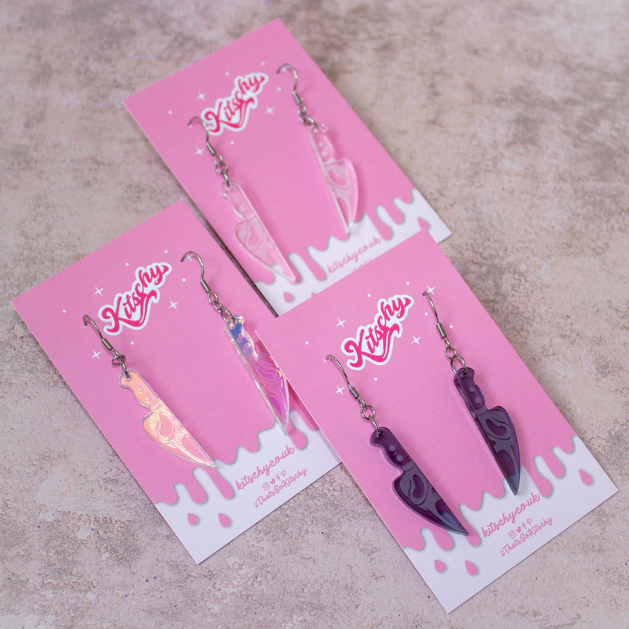 Kitschy - Wholesale Dangle Earrings - Ghostface Scream Knife Earrings Laser Cut Acrylic5