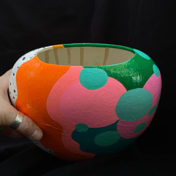 Artifacts of Joy - Wholesale Vase - Modern Artifact Face Vase/Planter Blue Bubbles Series5