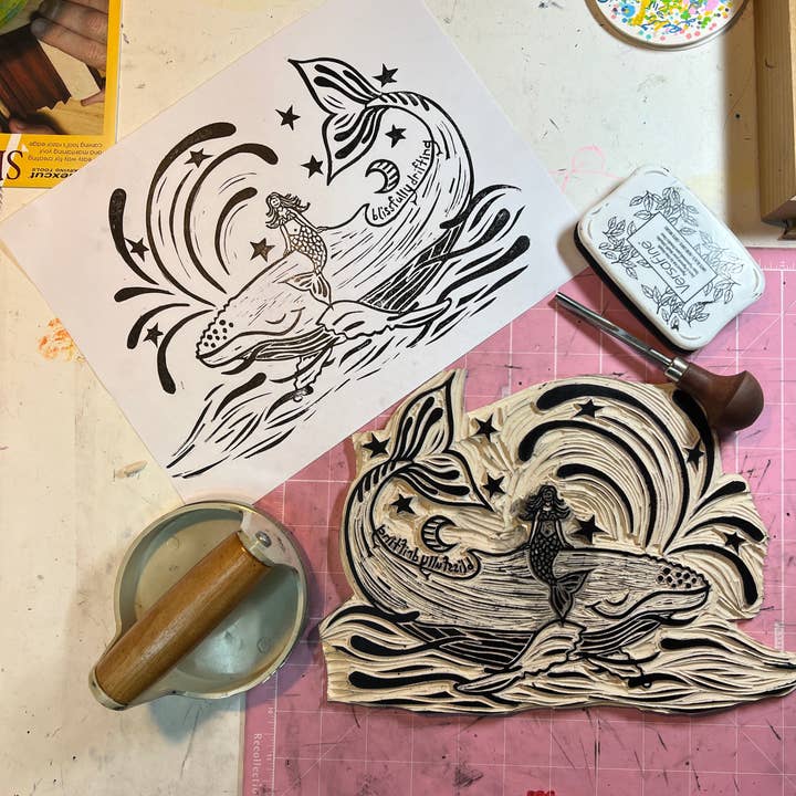 Block21Prints - Wholesale Sticker - Blissful Whale Mermaid Sticker, ocean nautical decal5