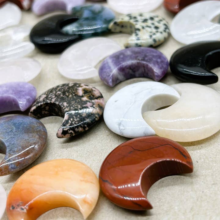 Mindful Living Co. - Wholesale Spiritual Stone/Crystal - Crescent Moon Handmade Gemstone Carvings