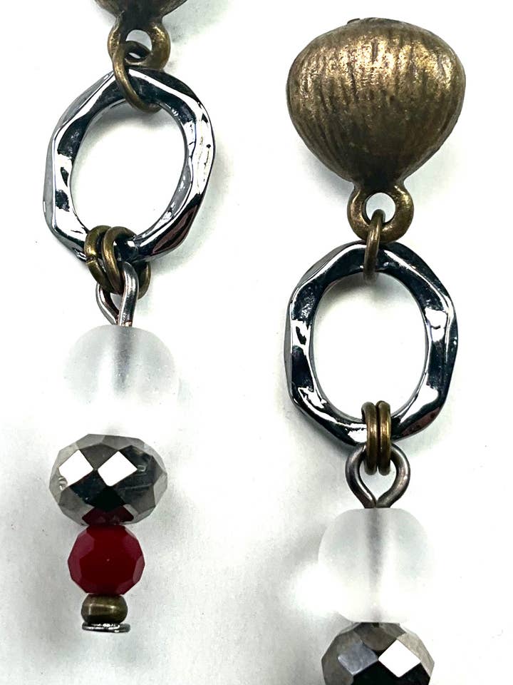 RC221 ER-POST W/RING & BEADS DANGLE for wholesale by Lost & Found Trading