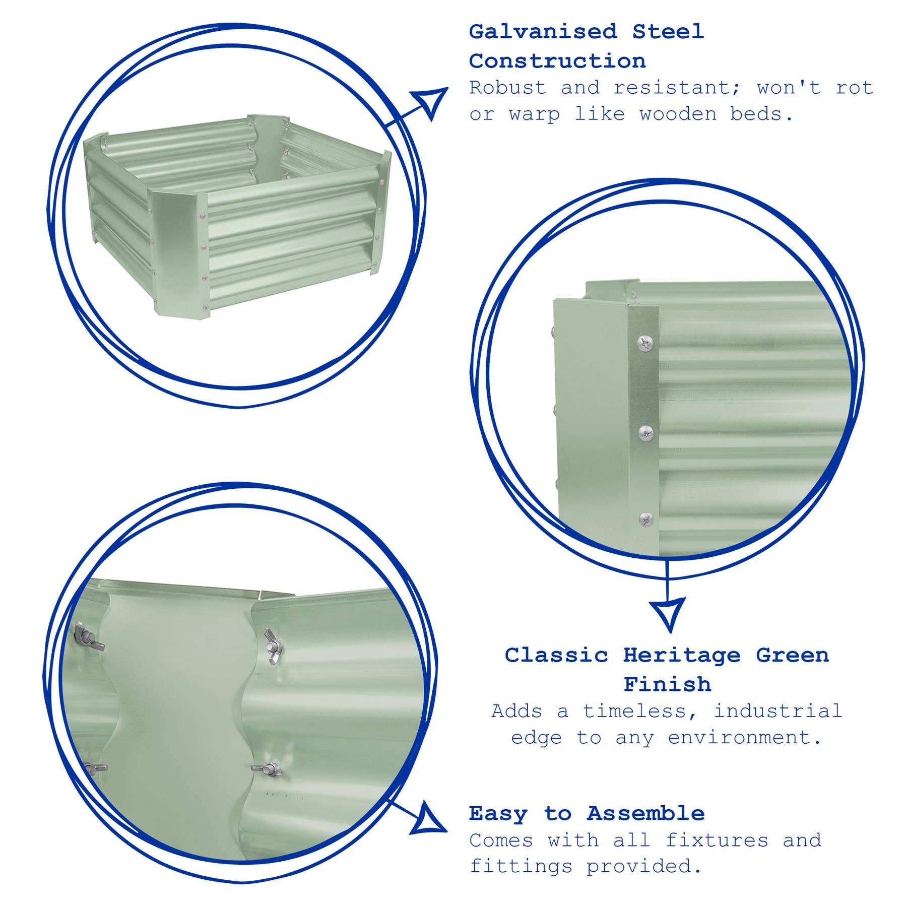 Rinkit Ltd – Großhandel Hochbeet – 60 cm x 60 cm quadratisches Hochbeet aus verzinktem Stahl – von Harbour Housewares11