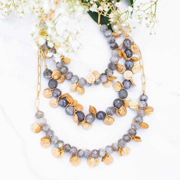 Collier Gem Drip en labradorite pour la vente par Be the Light Malas