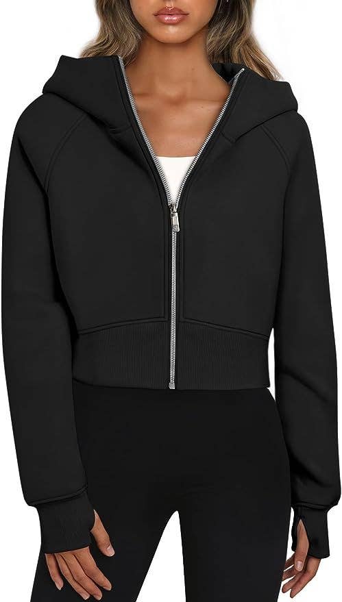 NINEXIS - Vente Sweat à capuche – femme - CWOHOL0366_Haut à capuche décontracté zippé à manches longues1