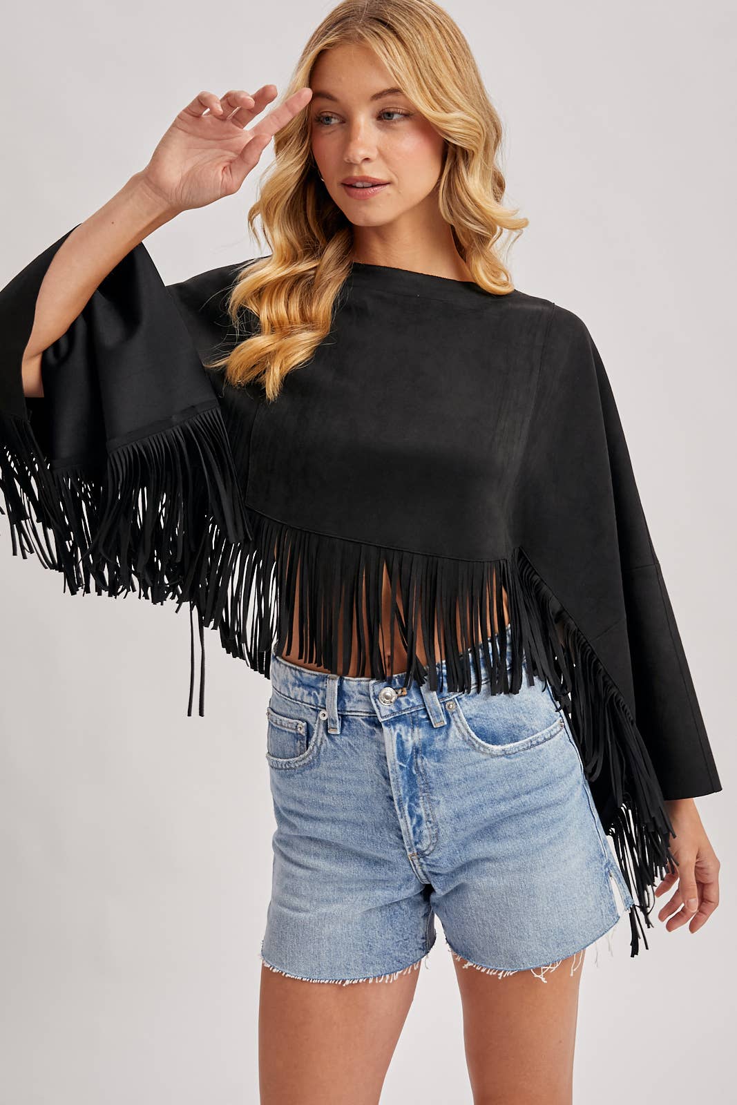 Bluivy - Wholesale Poncho - Women's - WESTERN BOHEMIAN SUEDE FRINGE CAPE1