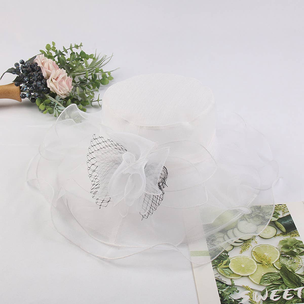 ACCITY - Wholesale Straw Hat - Women's - WOMEN NEW BEACH COVER FLOWER MESH HAT_CWAH12070