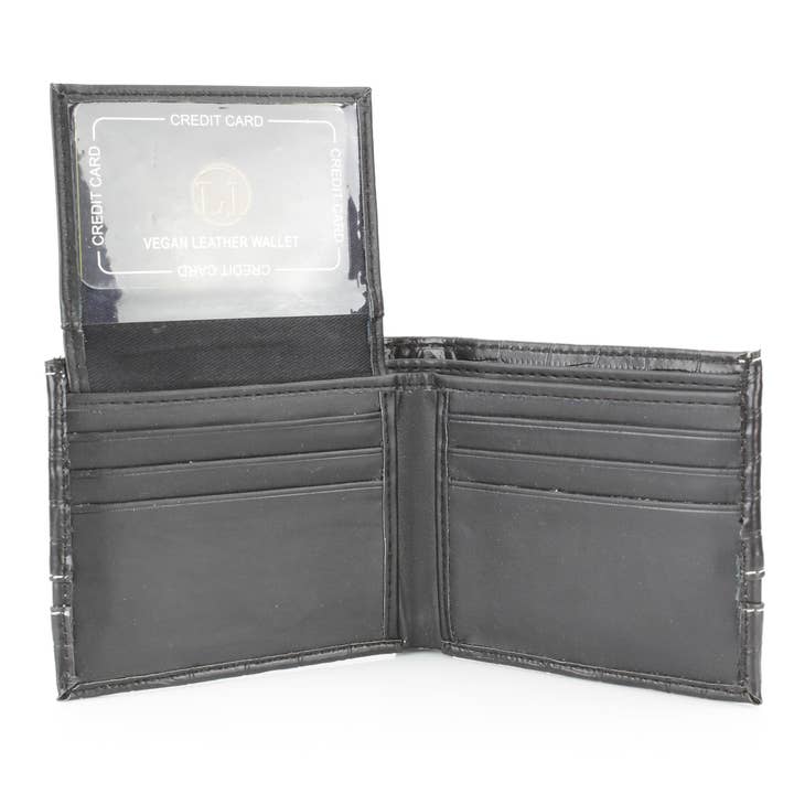 Leather Impressions Inc - Wholesale Wallet - Men's - Crocodile Embossed Vegan Wallet with Solid Band VL 90426