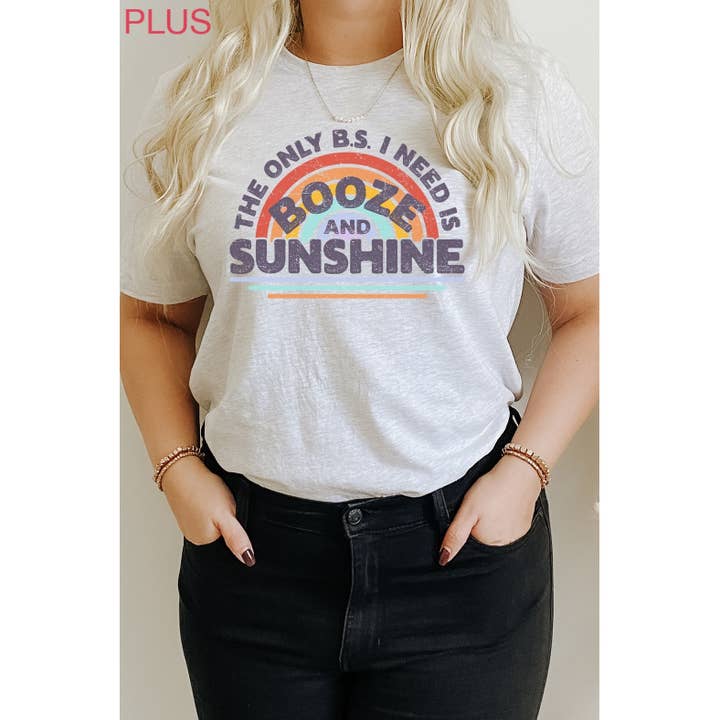 Booze n Sunshine Rainbow PLUS STØRRELSE Grafisk Tee for engroshandel hos Kissed Apparel