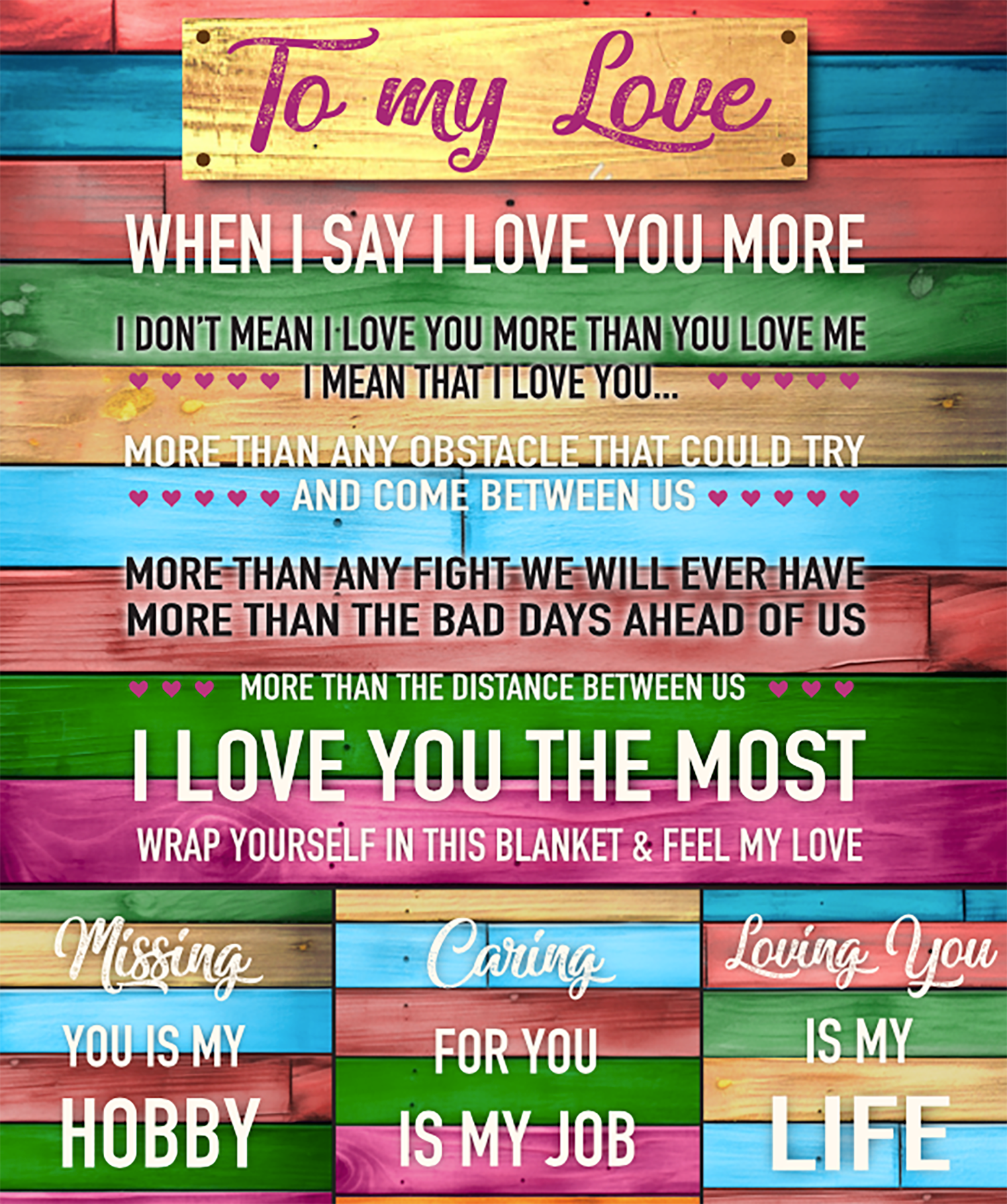 Novelty Closeout - Wholesale Throw Blanket - Jumbo Plush Fleece 50 x 60 Blanket Love Assortment- 6/Pack4