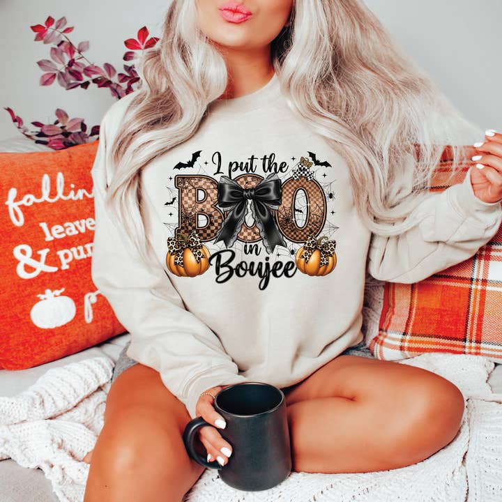Boo In Boo-jee Fall Graphic Sweater for wholesale by Southern Attitude Designs Inc