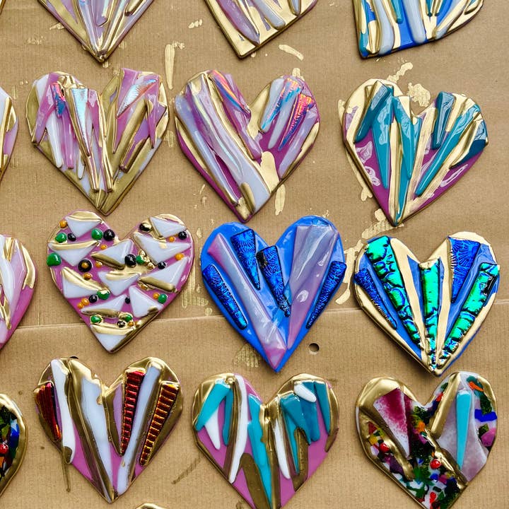 Atelier Glass Studio - Wholesale Ornament - 4.5" Glass Graffiti Heart - Assort - Ornament 5