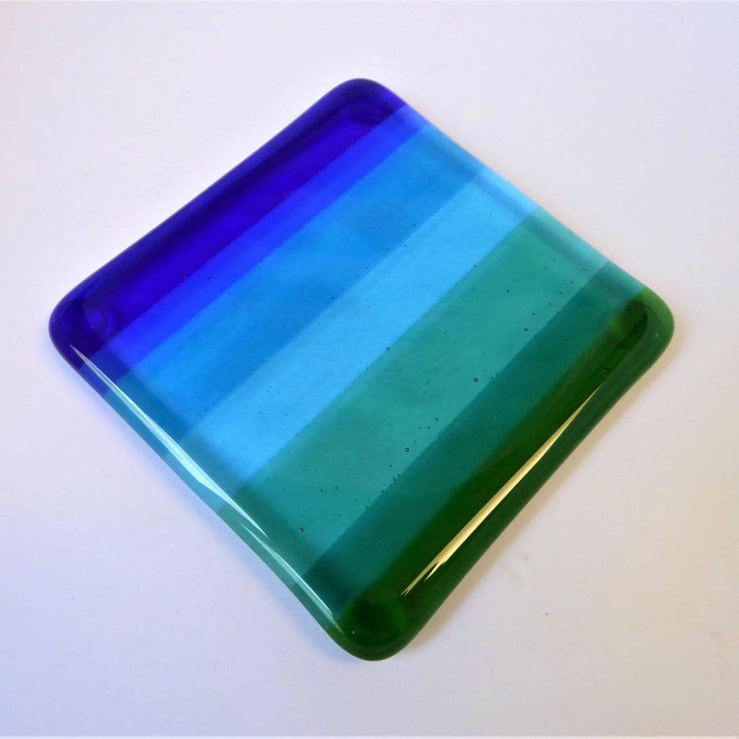 Eva Glass Design – wholesale Coasters – Fused glass coaster - Aqua style0