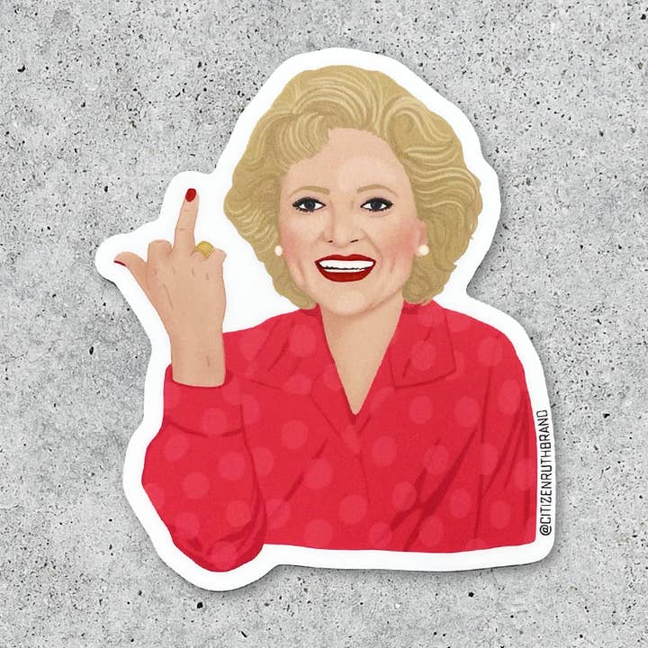 Betty White Bird vinyl klistermærke for engroshandel hos Citizen Ruth