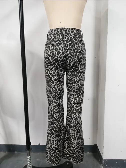 Grey Leopard print high waist pants for wholesale on Faire2