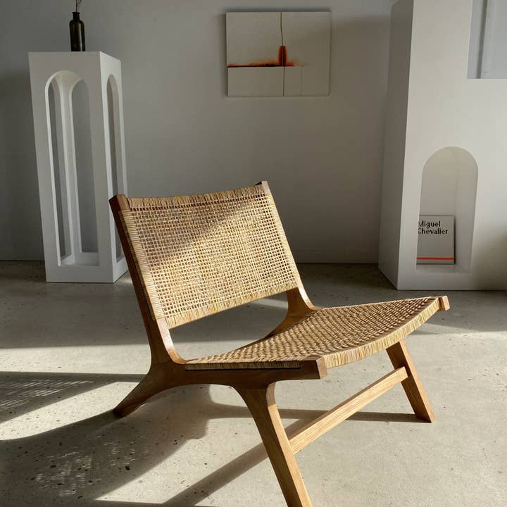 Office Objets - Wholesale Chair - Reclined chair in natural wood and woven rattan34